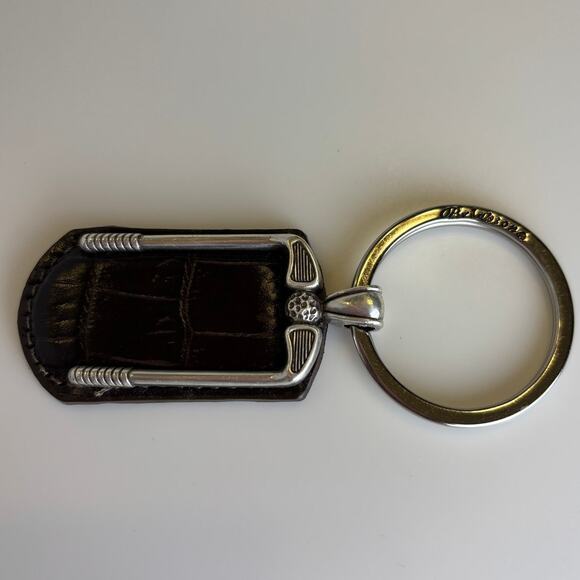 Brighton Leather Golf Club Key Ring Silver Tone NWOT - Picture 2 of 4